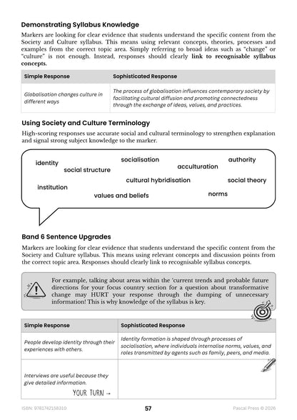 Excel 60 Days to Band 6: HSC Year 12 Society & Culture (2027-2028)