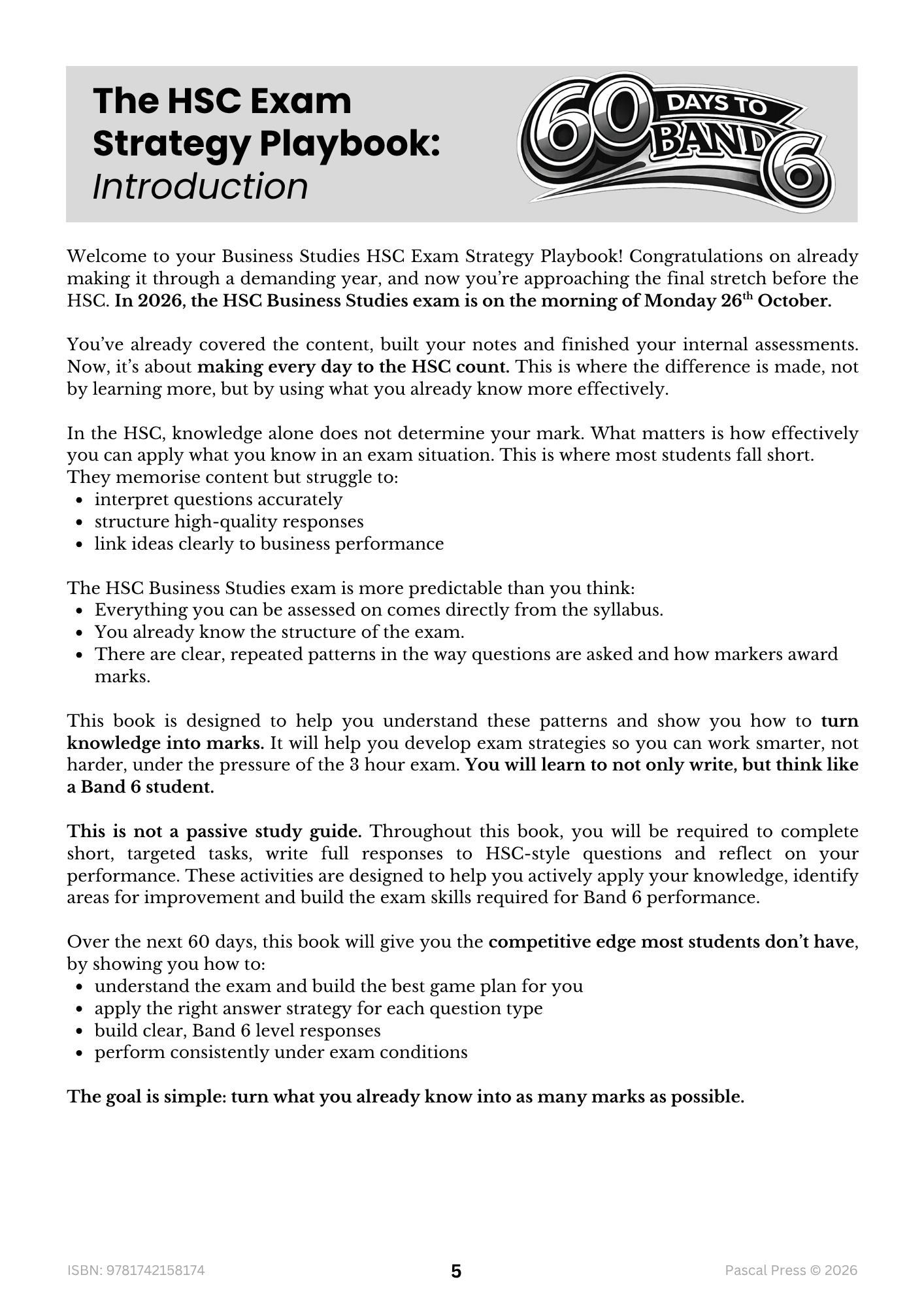 Excel 60 Days to Band 6: HSC Year 12 Business Studies