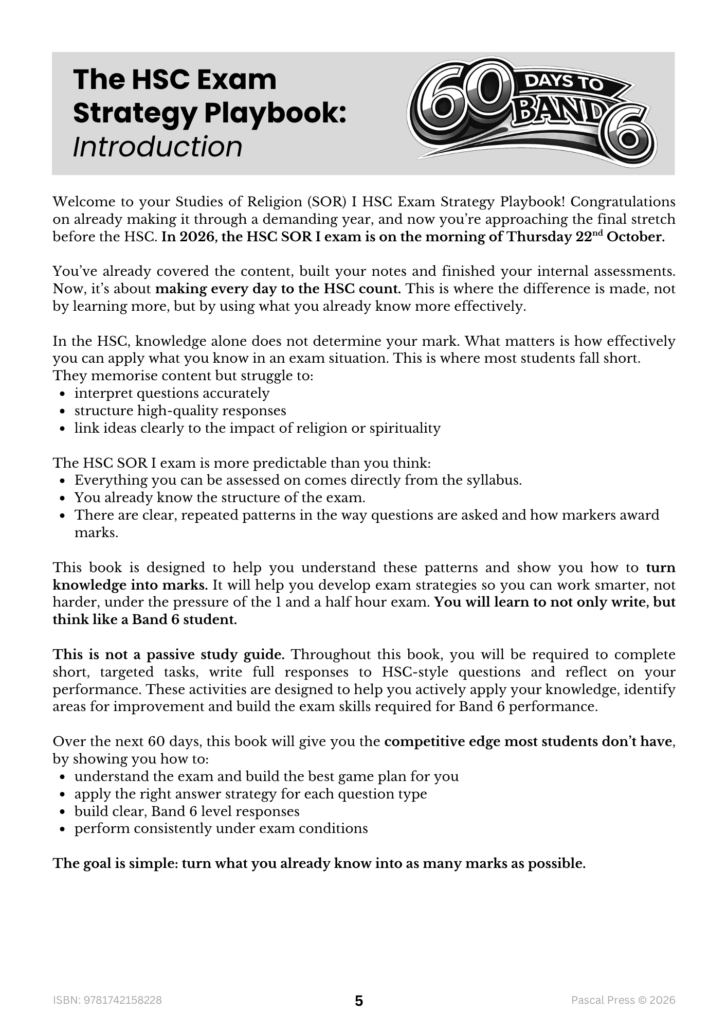 Excel 60 Days to Band 6: HSC Year 12 Studies of Religion I