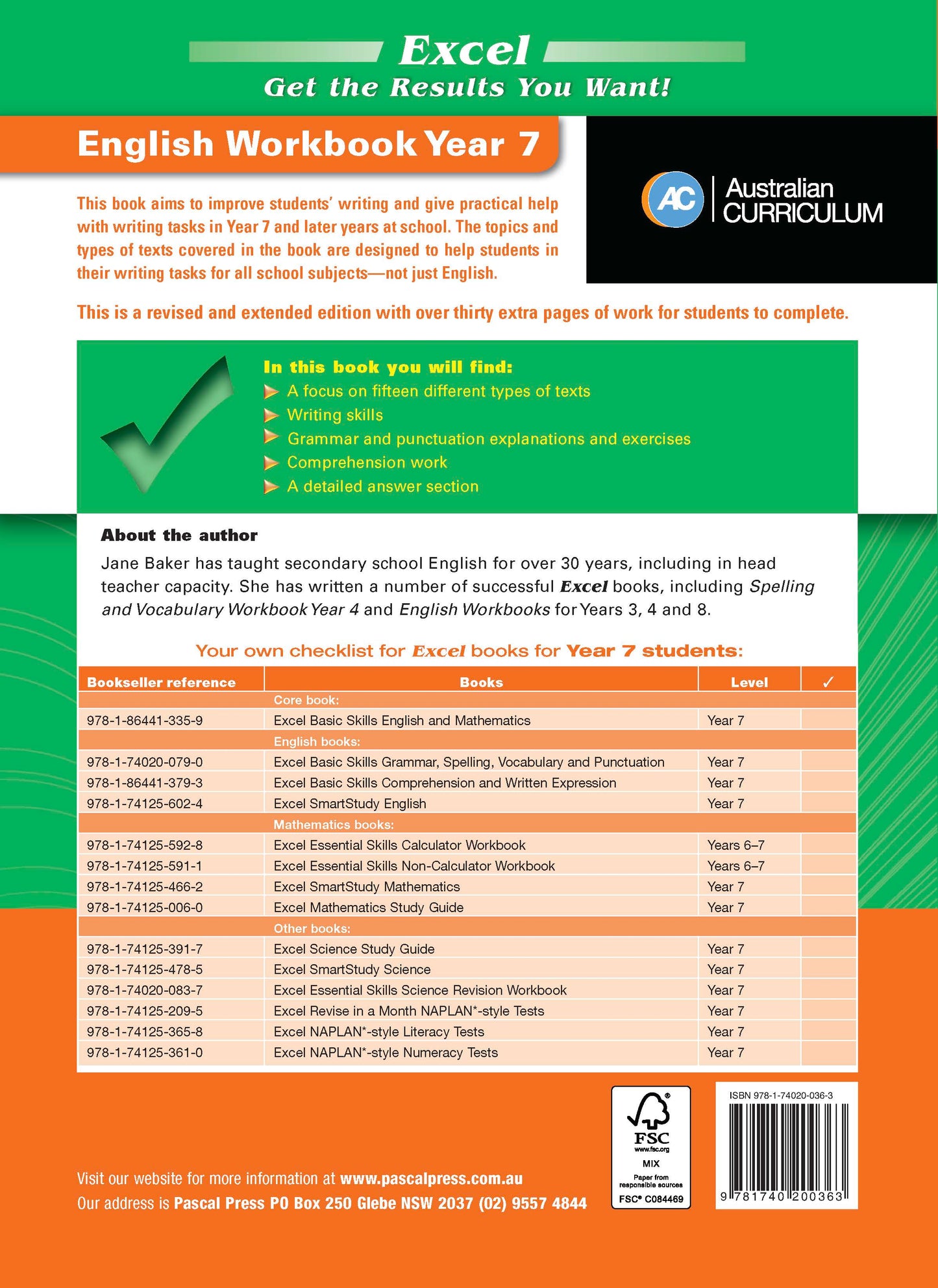 Excel Essential Skills - English Workbook Year 7