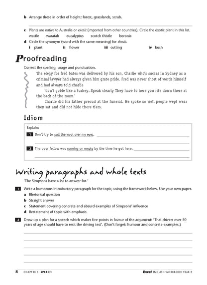 Excel Essential Skills - English Workbook Year 8