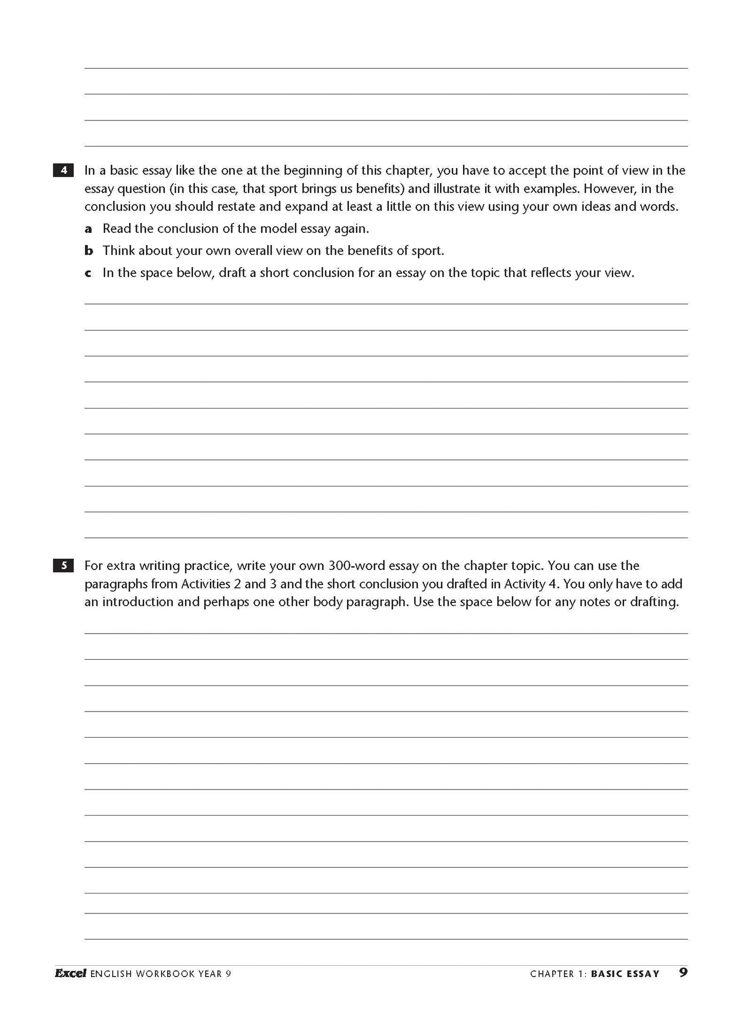 Excel Essential Skills - English Workbook Year 9