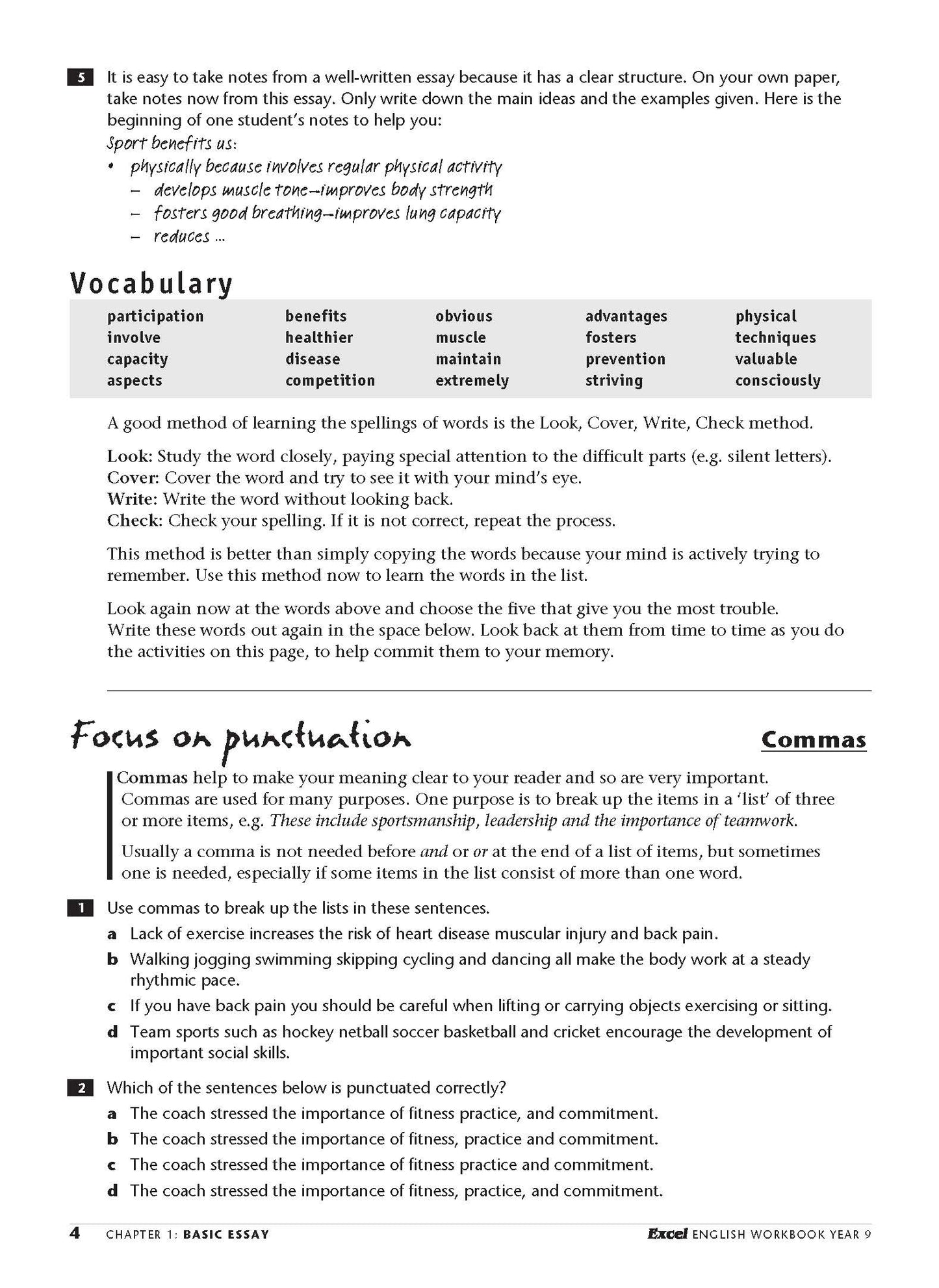 Excel Essential Skills - English Workbook Year 9