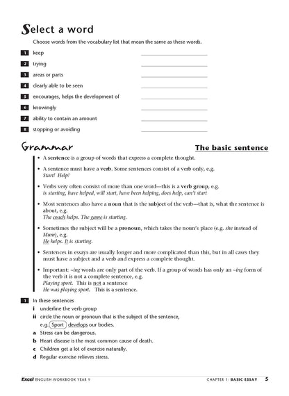 Excel Essential Skills - English Workbook Year 9