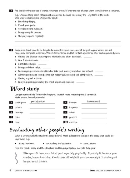 Excel Essential Skills - English Workbook Year 9