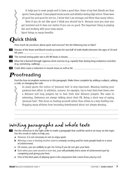 Excel Essential Skills - English Workbook Year 9