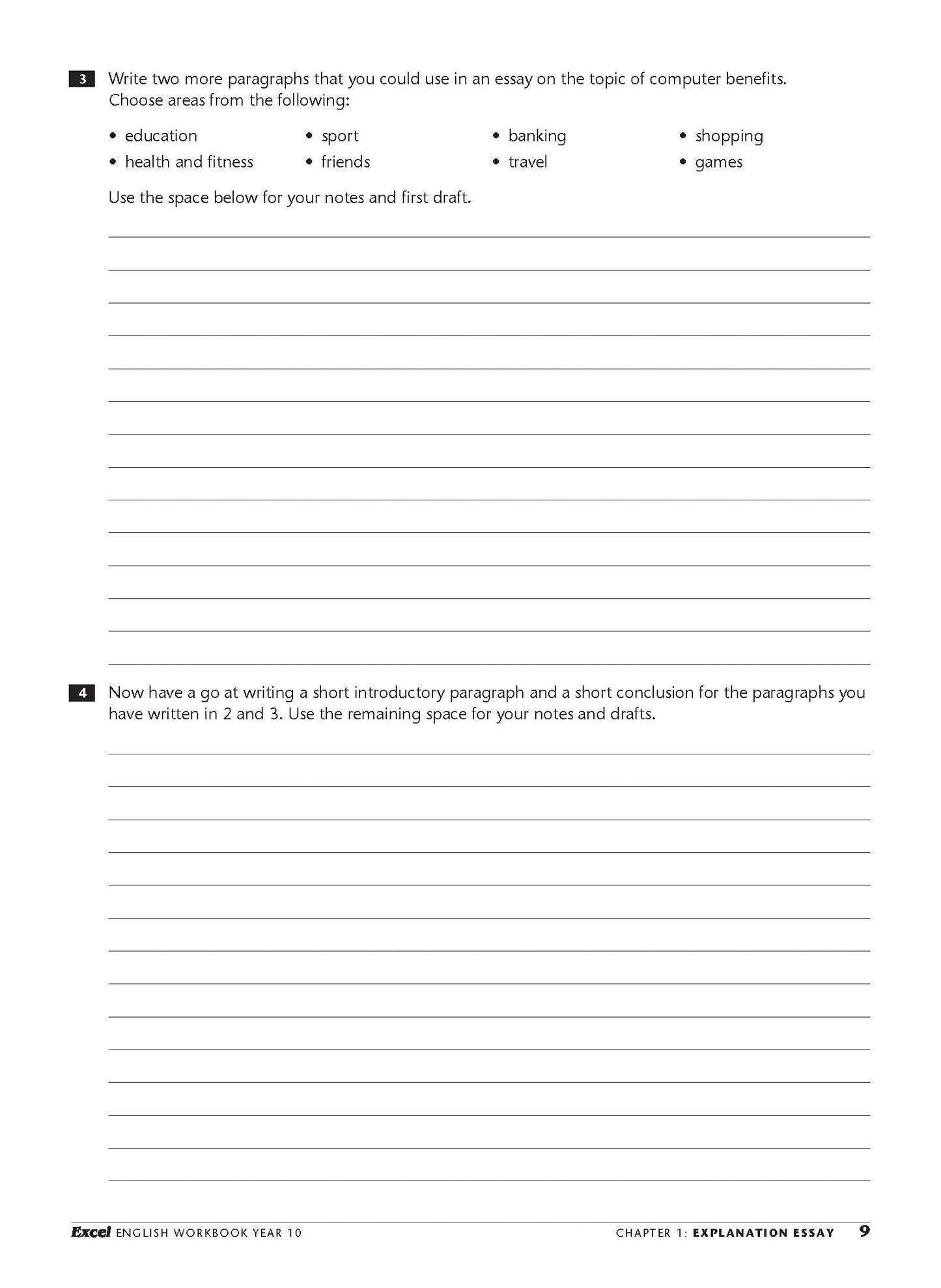 Excel Essential Skills - English Workbook Year 10