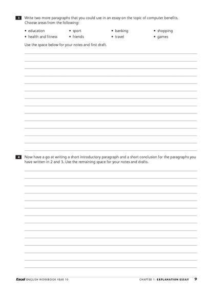 Excel Essential Skills - English Workbook Year 10