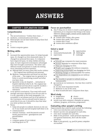 Excel Essential Skills - English Workbook Year 10