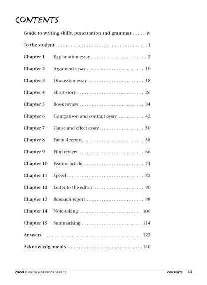 Excel Essential Skills - English Workbook Year 10