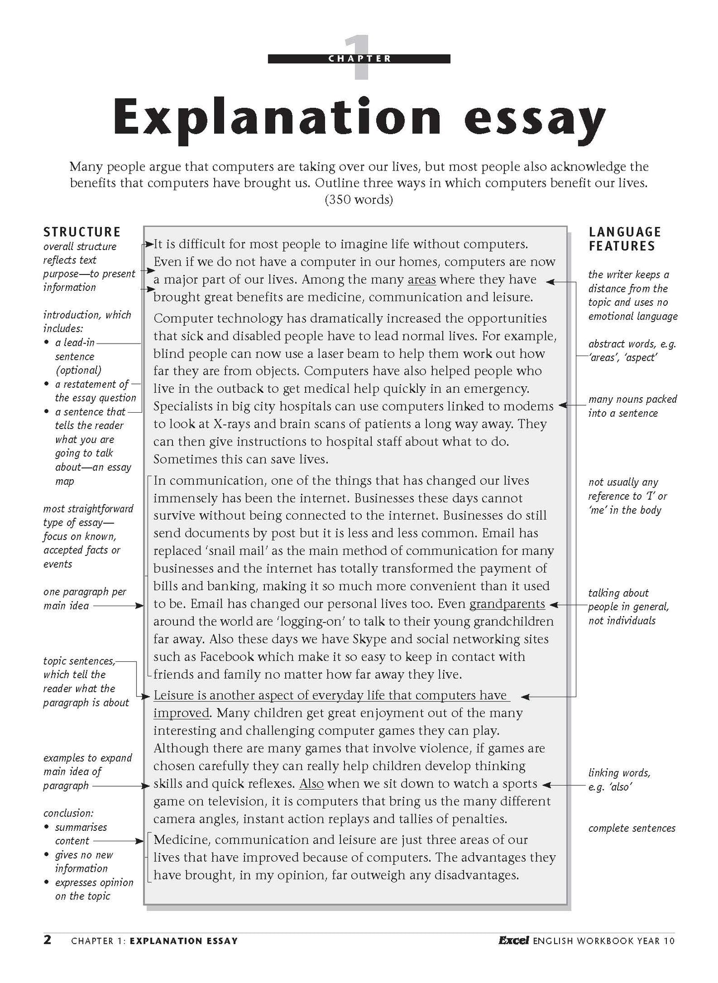 Excel Essential Skills - English Workbook Year 10