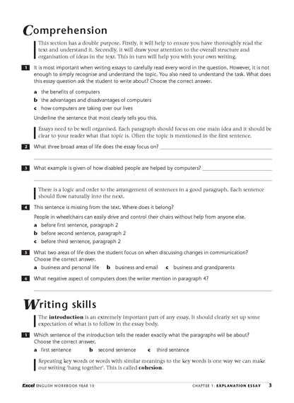 Excel Essential Skills - English Workbook Year 10
