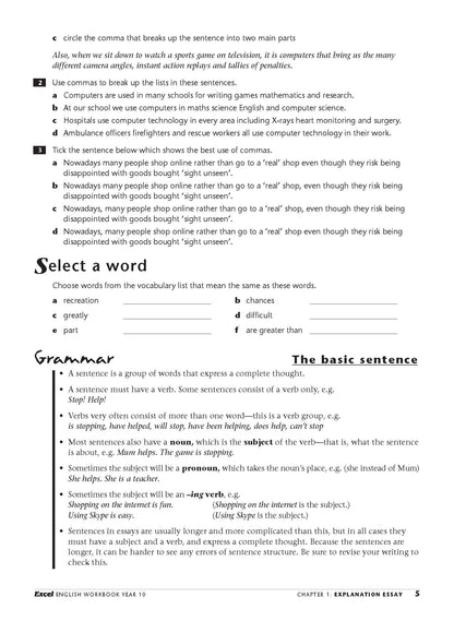 Excel Essential Skills - English Workbook Year 10