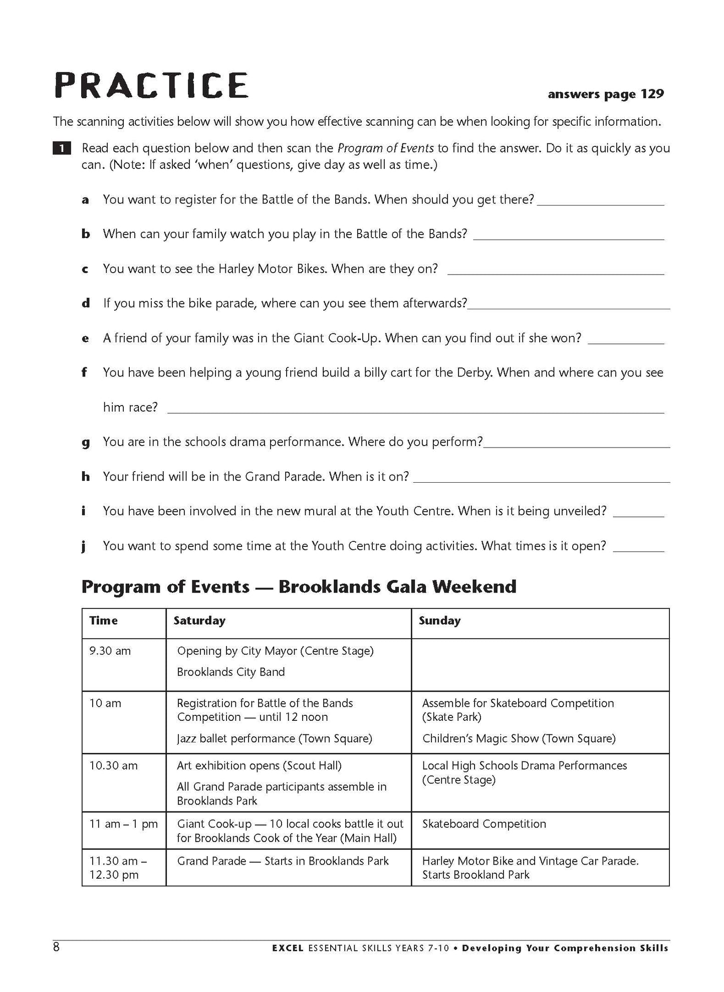 Excel Essential Skills - Developing Your Comprehension Skills Years 7-10