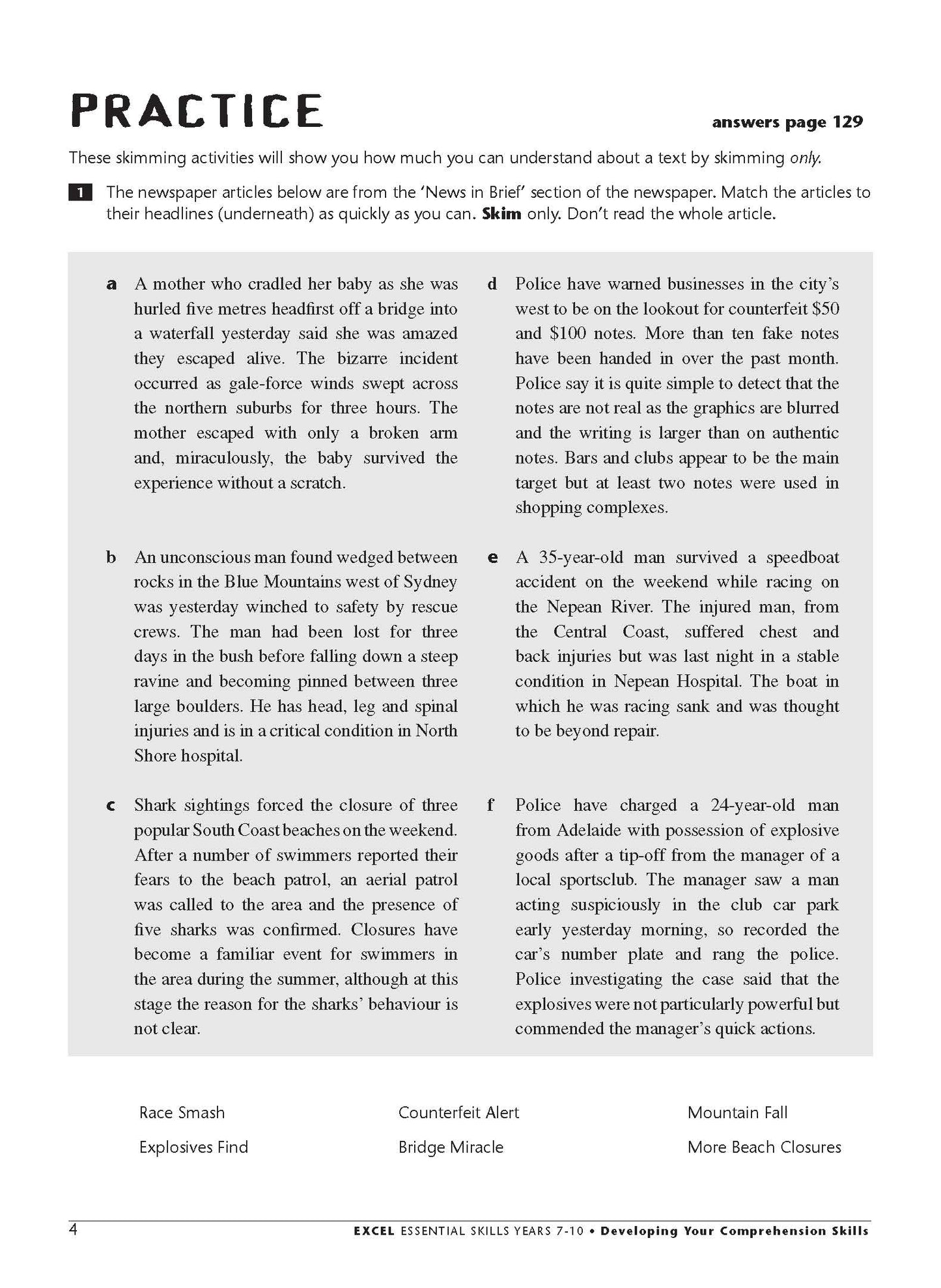 Excel Essential Skills - Developing Your Comprehension Skills Years 7-10
