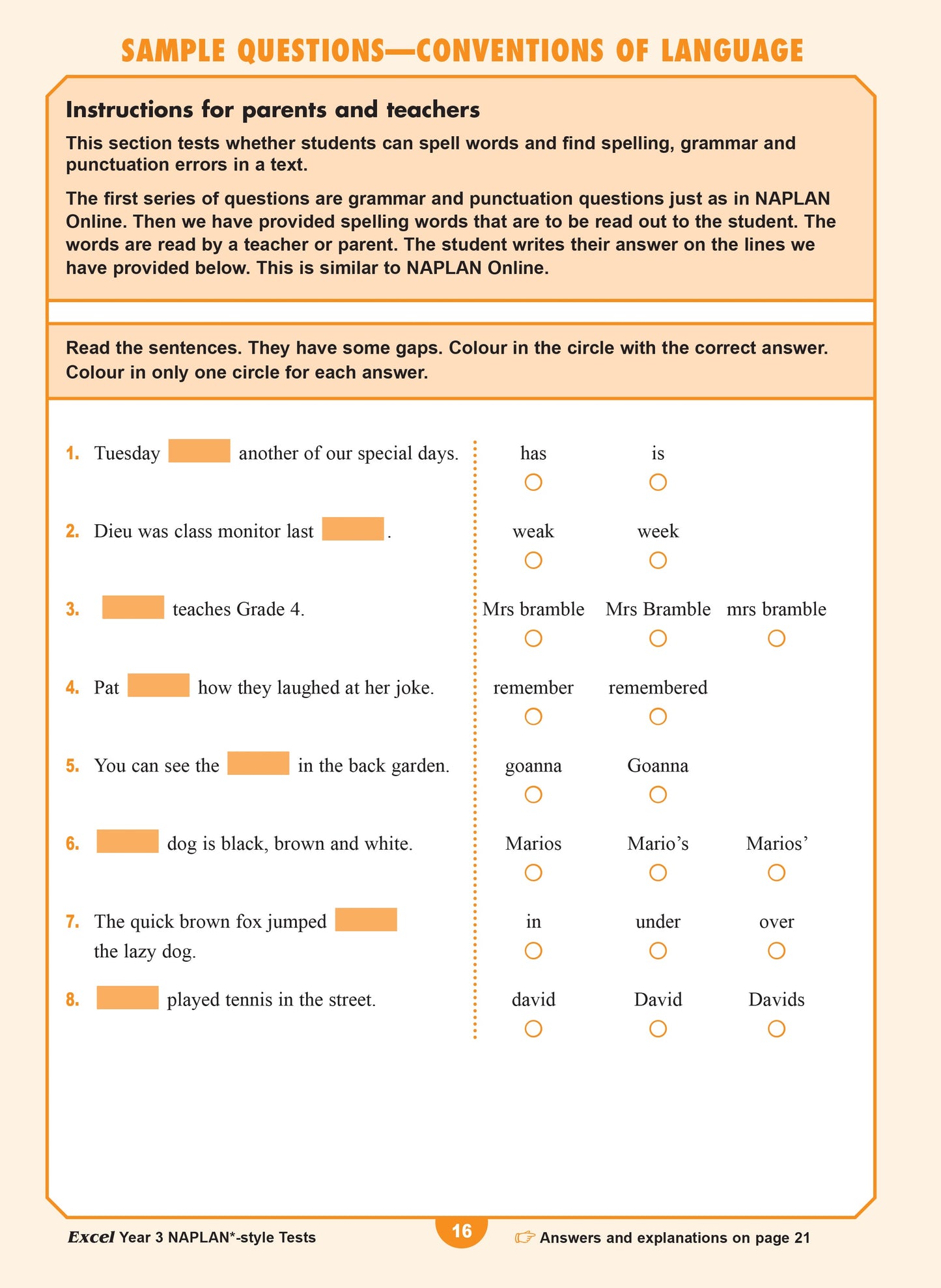 Excel Year 3 NAPLAN*-style Tests