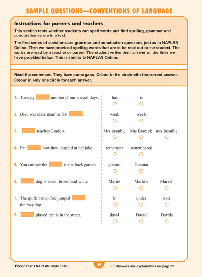 Excel Year 3 NAPLAN*-style Tests