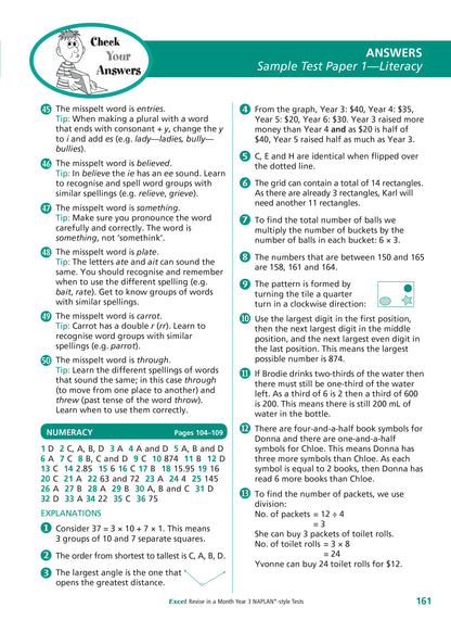 Excel Revise in a Month Year 3 NAPLAN*-style Tests