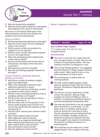 Excel Revise in a Month Year 7 NAPLAN*-style Tests