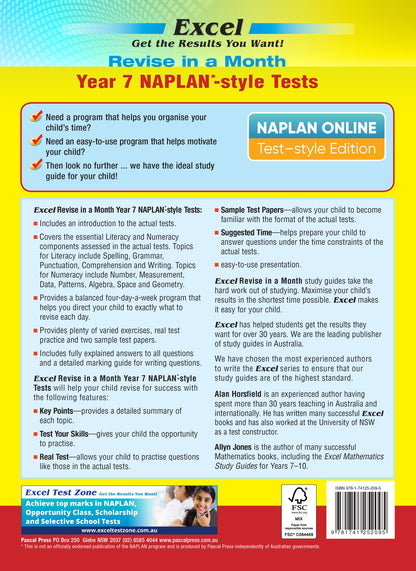 Excel Revise in a Month Year 7 NAPLAN*-style Tests