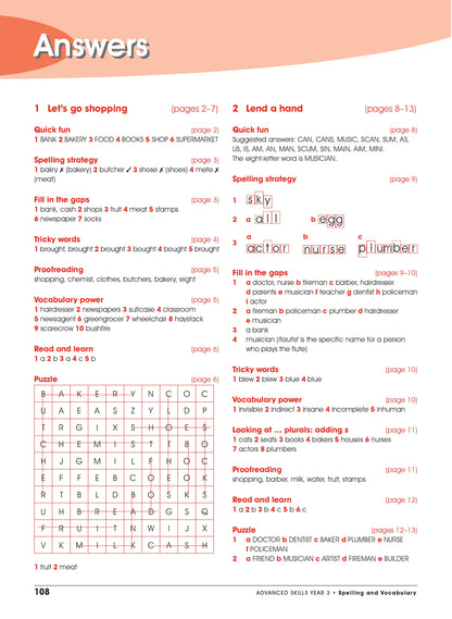 Excel Advanced Skills - Spelling and Vocabulary Workbook Year 3