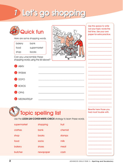 Excel Advanced Skills - Spelling and Vocabulary Workbook Year 3