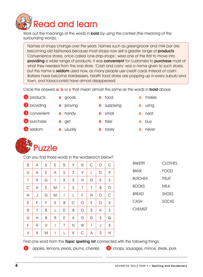 Excel Advanced Skills - Spelling and Vocabulary Workbook Year 3