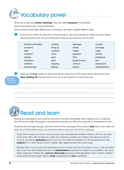 Excel Advanced Skills - Spelling and Vocabulary Workbook Year 5