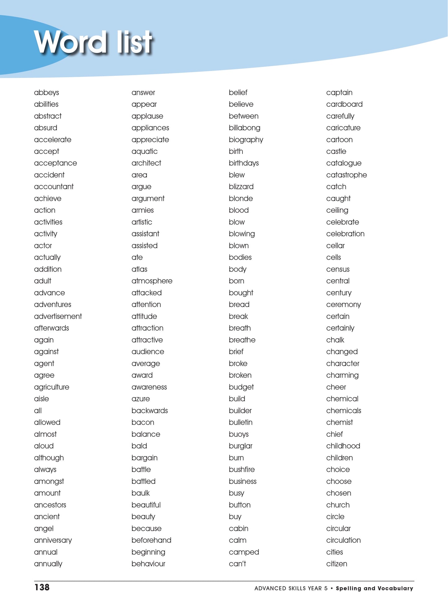 Excel Advanced Skills - Spelling and Vocabulary Workbook Year 5