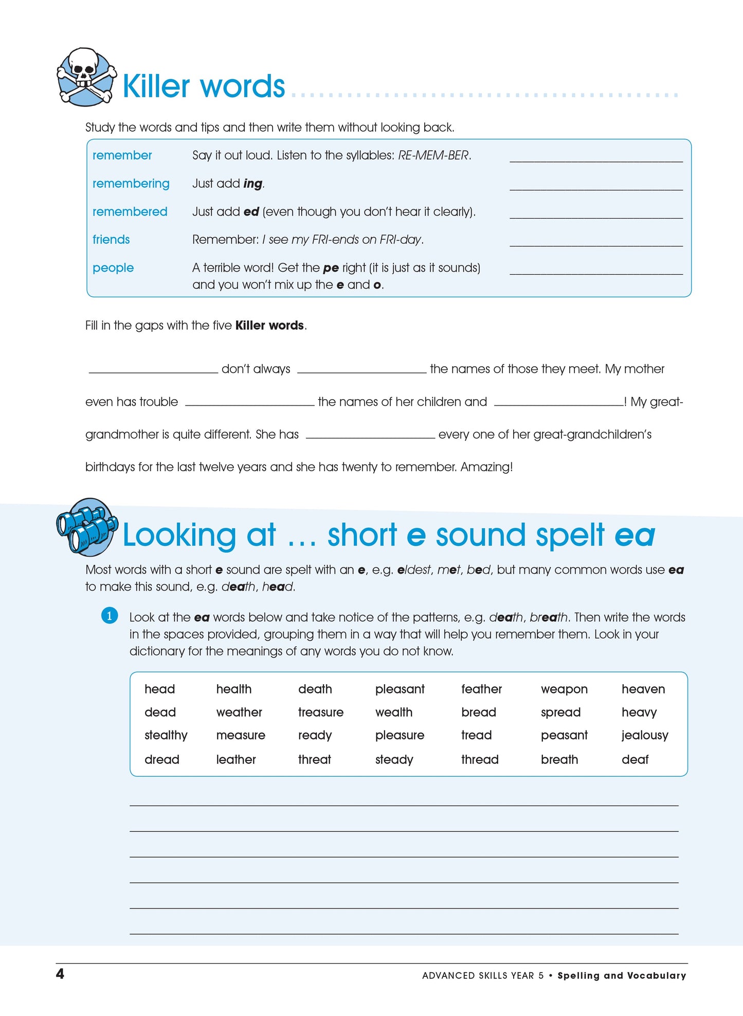 Excel Advanced Skills - Spelling and Vocabulary Workbook Year 5