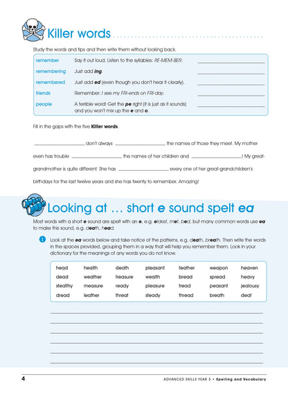 Excel Advanced Skills - Spelling and Vocabulary Workbook Year 5
