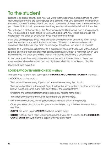 Excel Advanced Skills - Spelling and Vocabulary Workbook Year 4