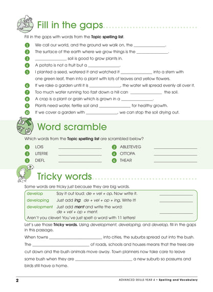 Excel Advanced Skills - Spelling and Vocabulary Workbook Year 4
