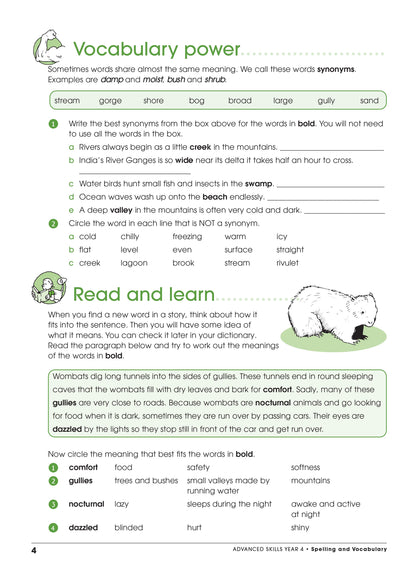 Excel Advanced Skills - Spelling and Vocabulary Workbook Year 4