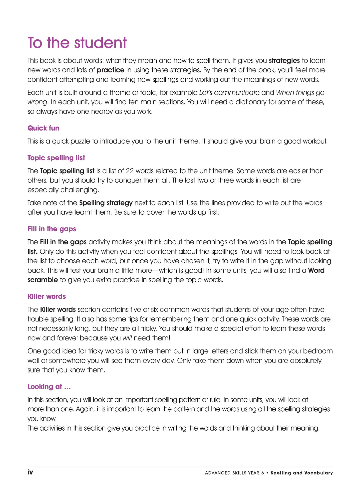 Excel Advanced Skills - Spelling and Vocabulary Workbook Year 6