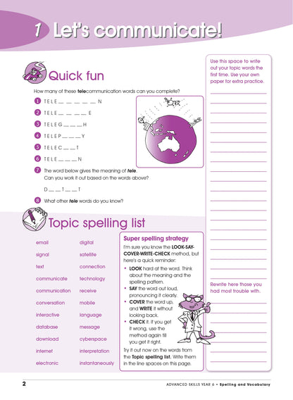 Excel Advanced Skills - Spelling and Vocabulary Workbook Year 6