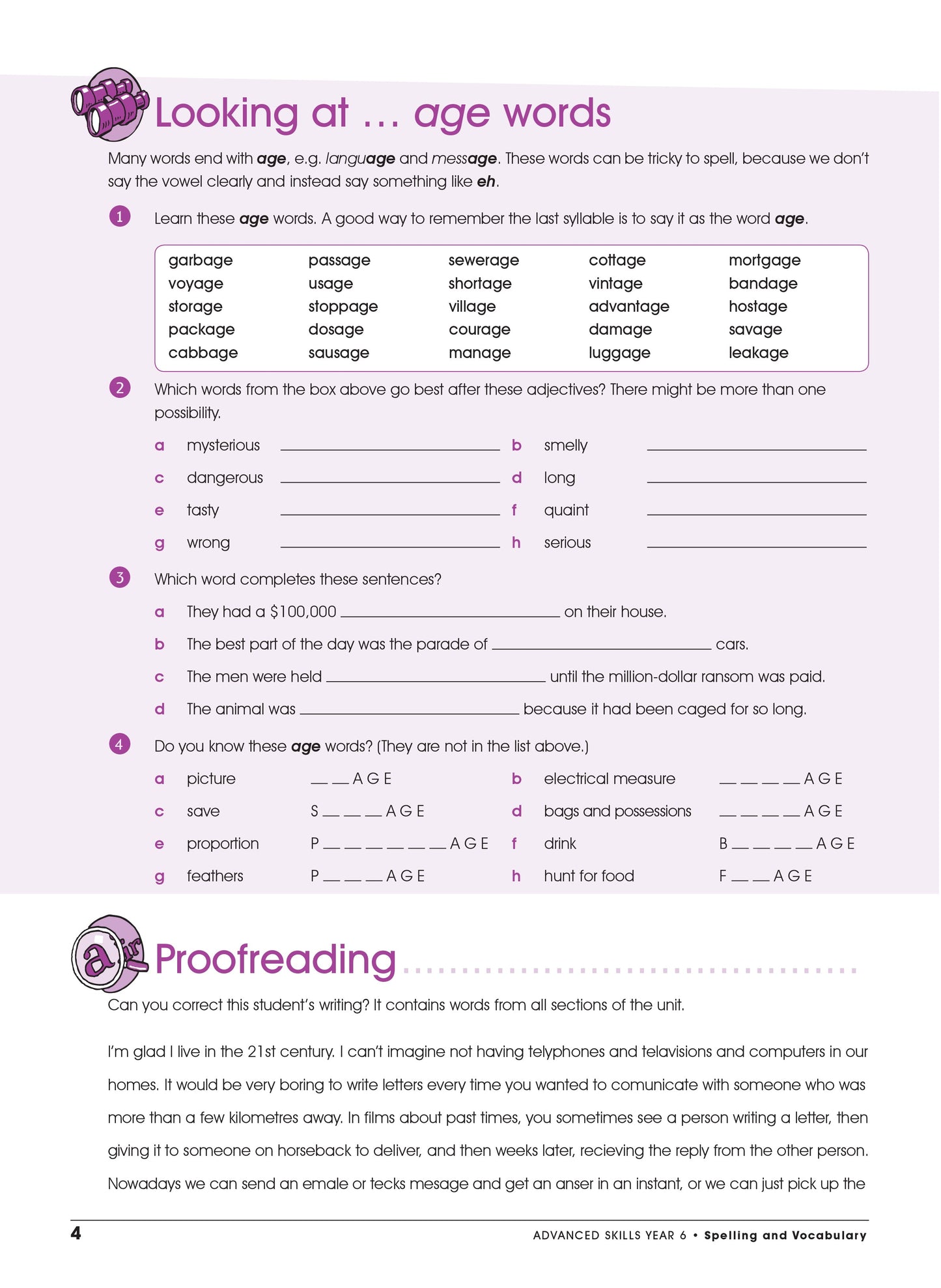 Excel Advanced Skills - Spelling and Vocabulary Workbook Year 6