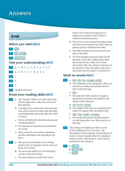 Excel Essential Skills - Reading and Vocabulary Workbook Years 7-8