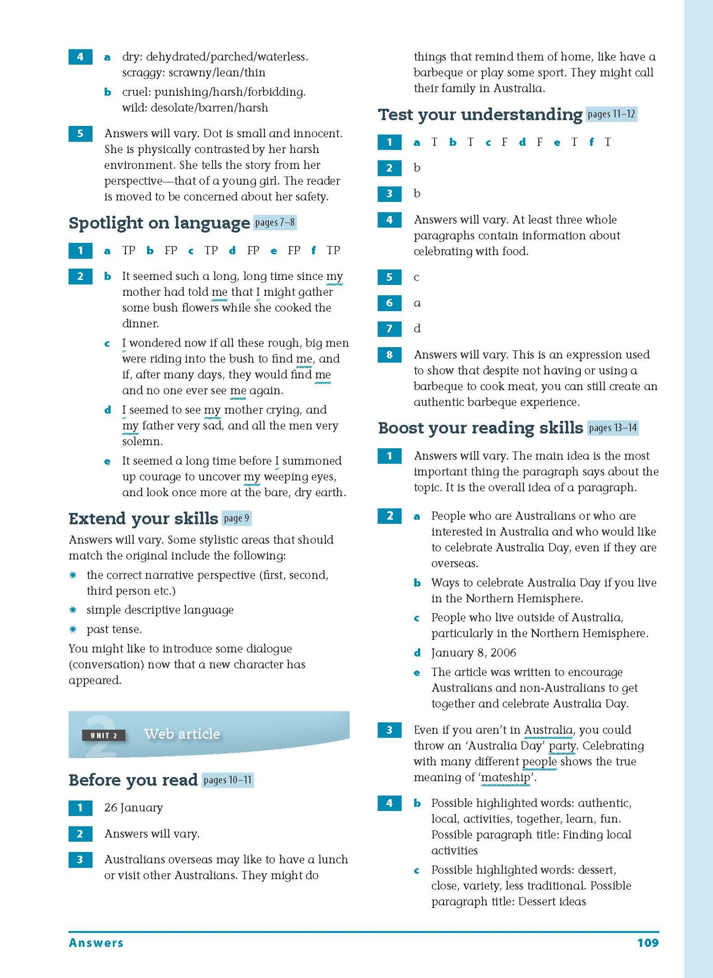 Excel Essential Skills - Reading and Vocabulary Workbook Years 7-8