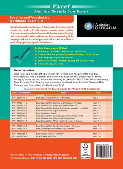 Excel Essential Skills - Reading and Vocabulary Workbook Years 7-8