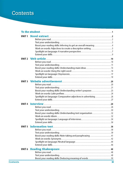 Excel Essential Skills - Reading and Vocabulary Workbook Years 7-8