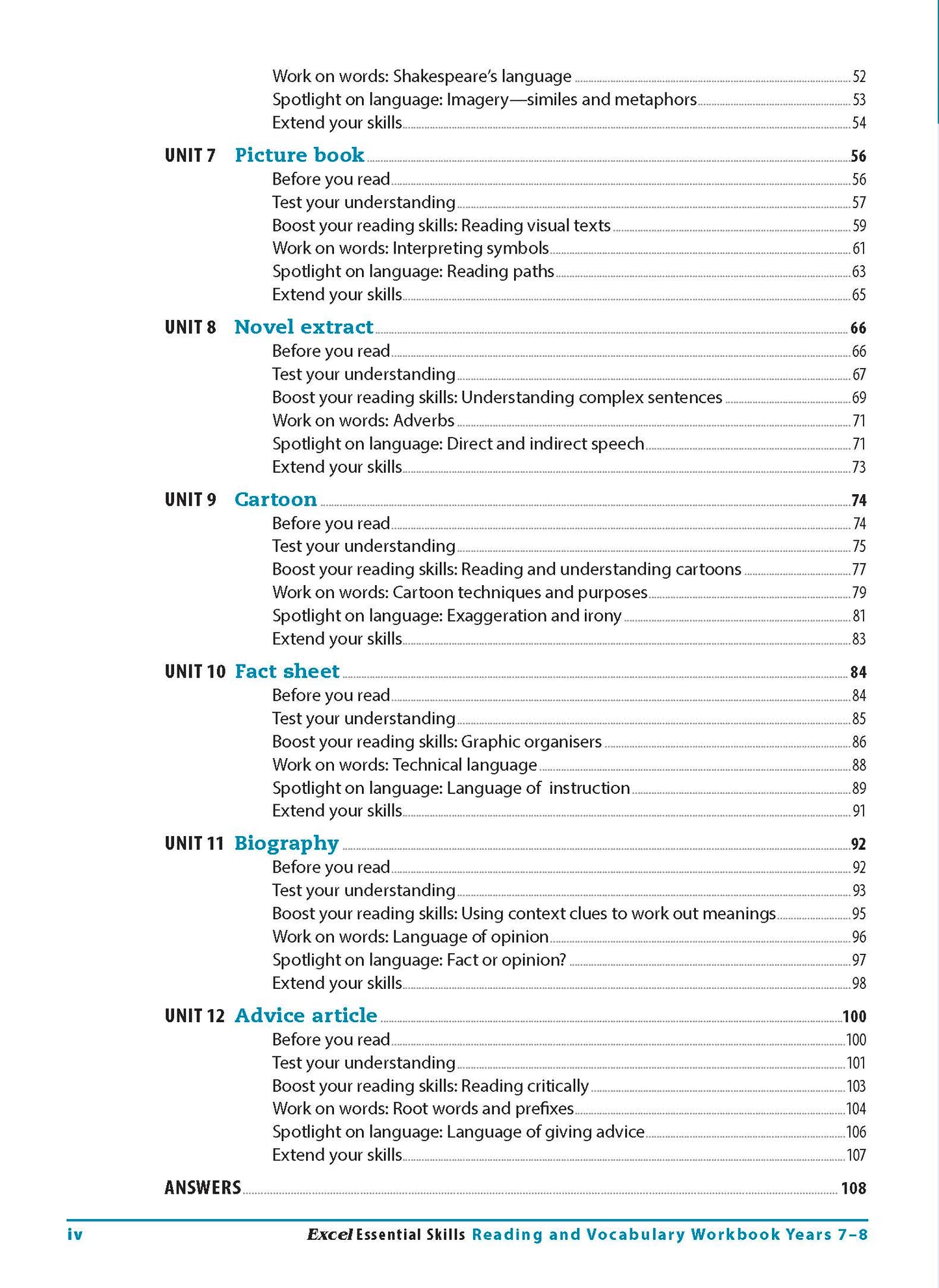 Excel English Book Pack Years 7-8