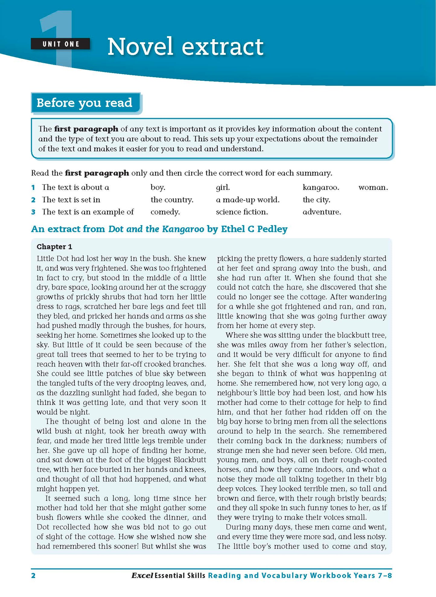 Excel Essential Skills - Reading and Vocabulary Workbook Years 7-8