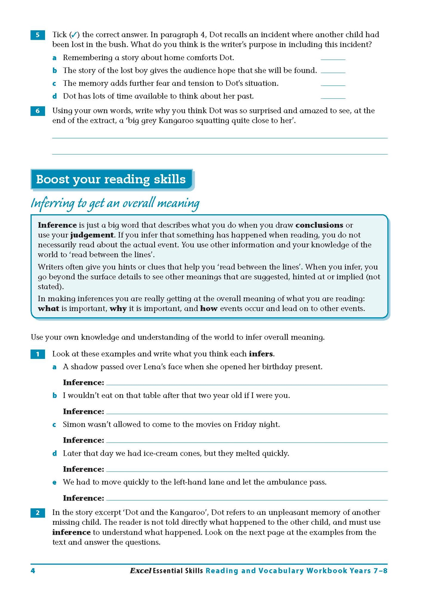 Excel Essential Skills - Reading and Vocabulary Workbook Years 7-8