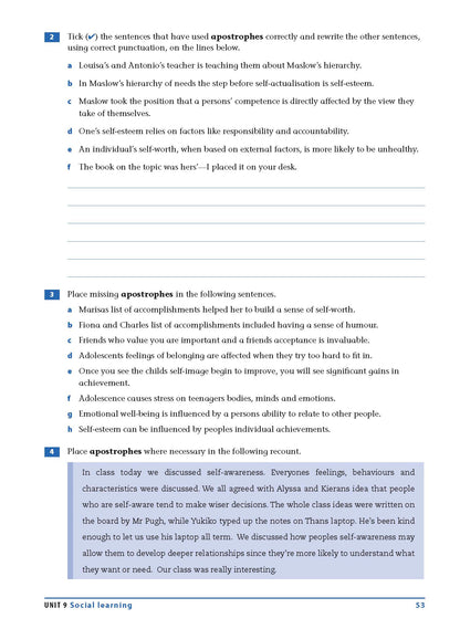 Excel Essential Skills - Grammar & Punctuation Workbook Years 9-10