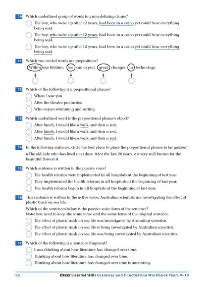 Excel Essential Skills - Grammar & Punctuation Workbook Years 9-10