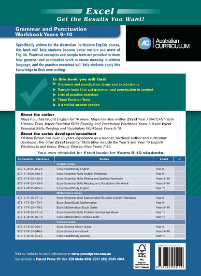 Excel Essential Skills - Grammar & Punctuation Workbook Years 9-10