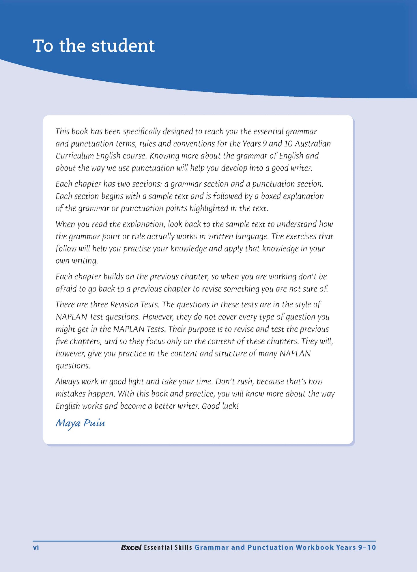 Excel Essential Skills - Grammar & Punctuation Workbook Years 9-10