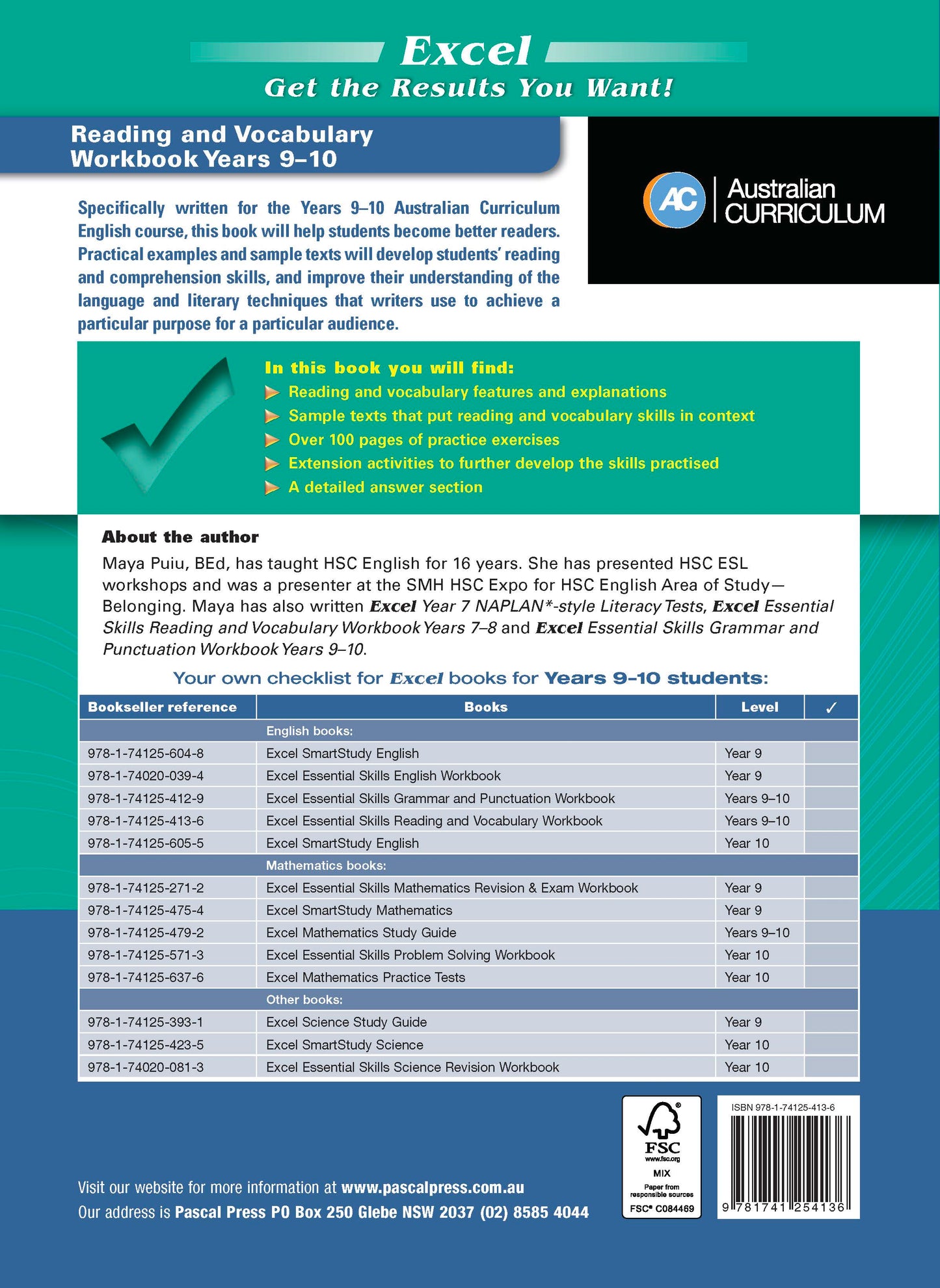 Excel Essential Skills - Reading and Vocabulary Workbook Years 9-10