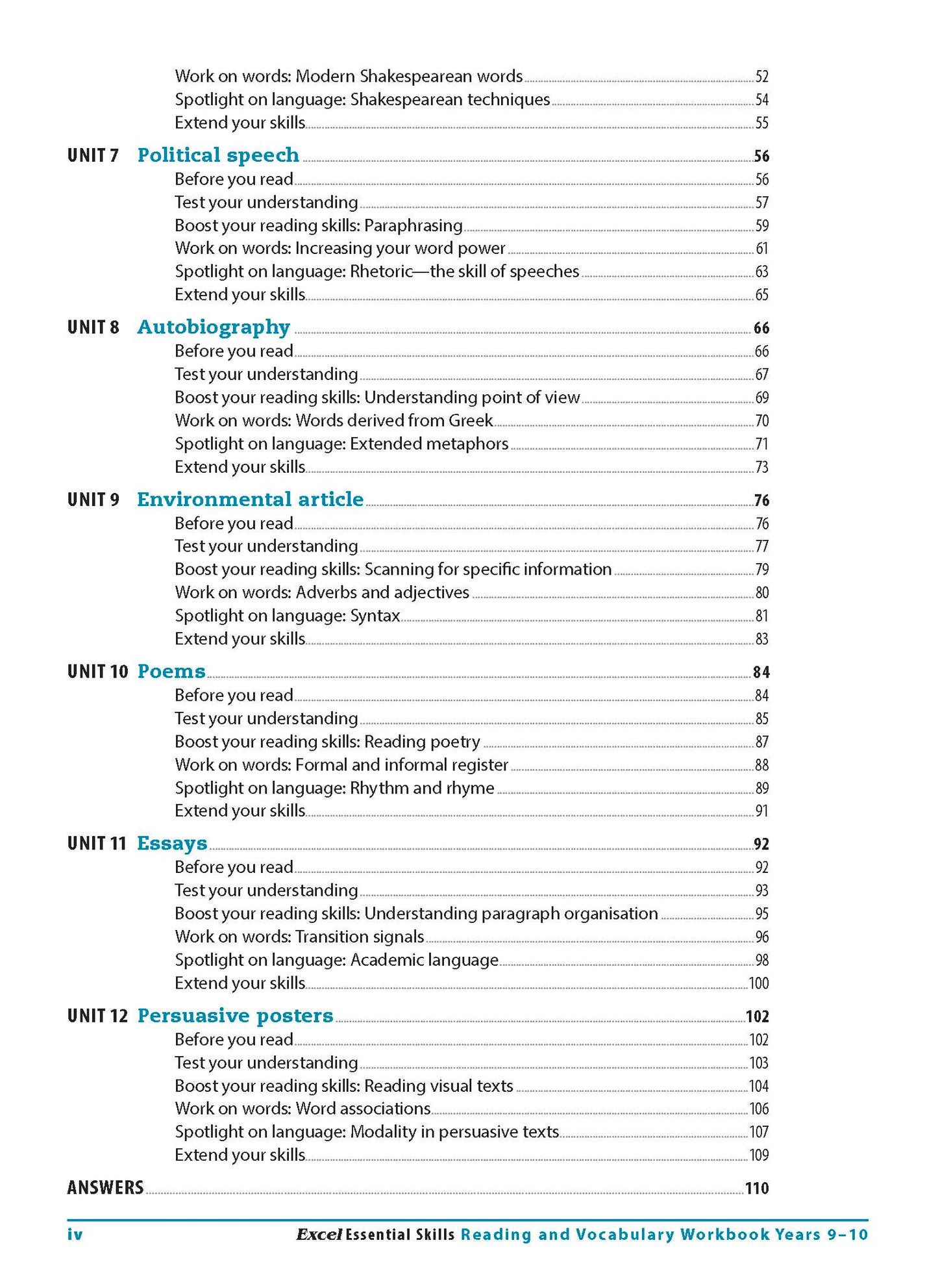 Excel English Book Pack Years 9-10